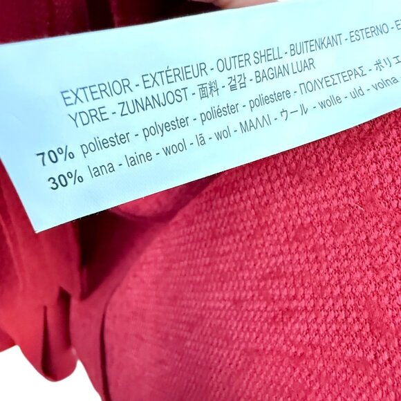 Bershka Womens Coat Size Small Red Wool Blend Waterfall Collar NWT - Picture 11 of 12